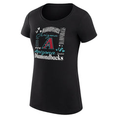 Arizona Diamondbacks G-III 4Her by Carl Banks Women's Super-Slim Fit Lightweight Collage Team Graphic Crew Neck T-Shirt - Black