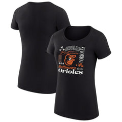 Baltimore Orioles G-III 4Her by Carl Banks Women's Super-Slim Fit Lightweight Collage Team Graphic Crew Neck T-Shirt - Black