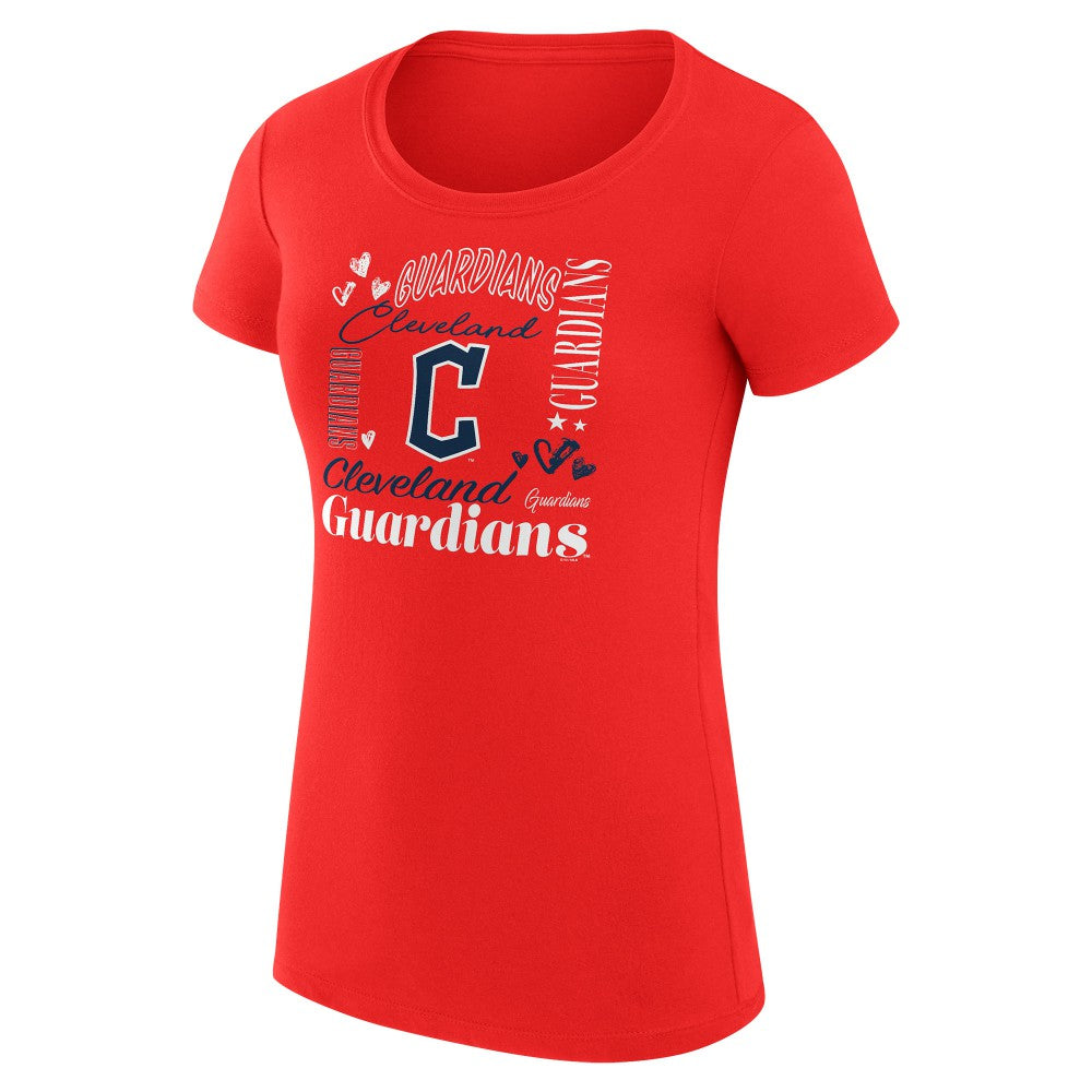 Cleveland Guardians G-III 4Her by Carl Banks Women's Super-Slim Fit Lightweight Collage Team Graphic Crew Neck T-Shirt - Red