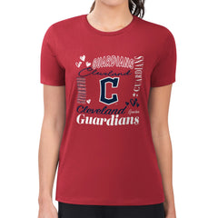 Cleveland Guardians G-III 4Her by Carl Banks Women's Super-Slim Fit Lightweight Collage Team Graphic Crew Neck T-Shirt - Red