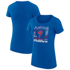 Philadelphia Phillies G-III 4Her by Carl Banks Women's Super-Slim Fit Lightweight Collage Team Graphic Crew Neck T-Shirt - Royal