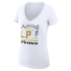 Pittsburgh Pirates G-III 4Her by Carl Banks Women's Super-Slim Fit Lightweight Collage Team Graphic V-Neck T-Shirt - White