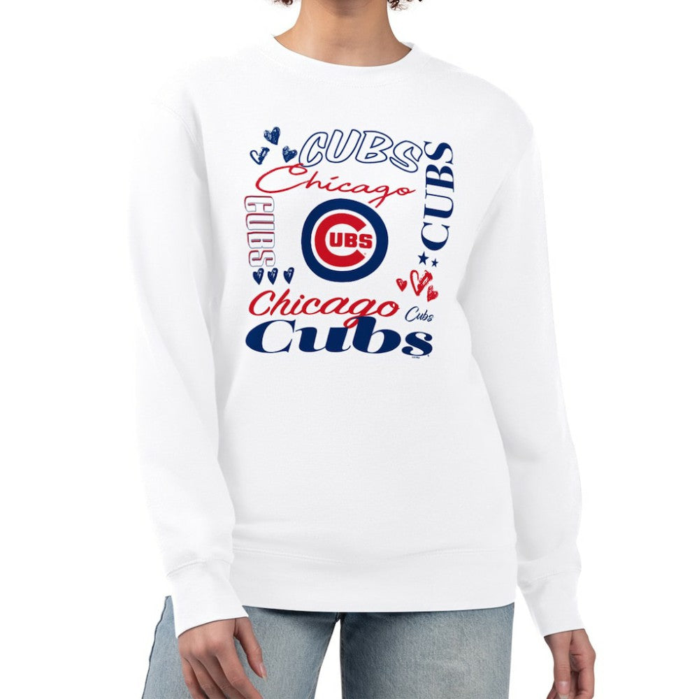 Chicago Cubs G-III 4Her by Carl Banks Women's Collage Team Graphic Fleece Pullover Hoodie - White