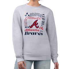 Atlanta Braves G-III 4Her by Carl Banks Women's Collage Team Graphic Fleece Pullover Hoodie - Heather Gray