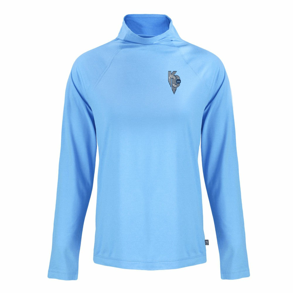 Kansas City Royals Cutter & Buck Women's City Connect Coastline Epic Comfort Eco Recycled Funnel Neck Raglan Pullover Top - Powder Blue