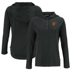 Baltimore Orioles Cutter & Buck Women's  Coastline Epic Comfort Eco Recycled Hoodie Raglan Long Sleeve T-Shirt - Black