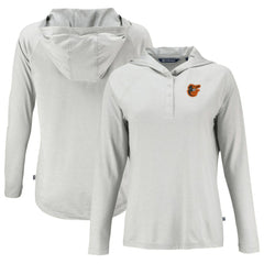 Baltimore Orioles Cutter & Buck Women's  Coastline Epic Comfort Eco Recycled Hoodie Raglan Long Sleeve T-Shirt - Gray