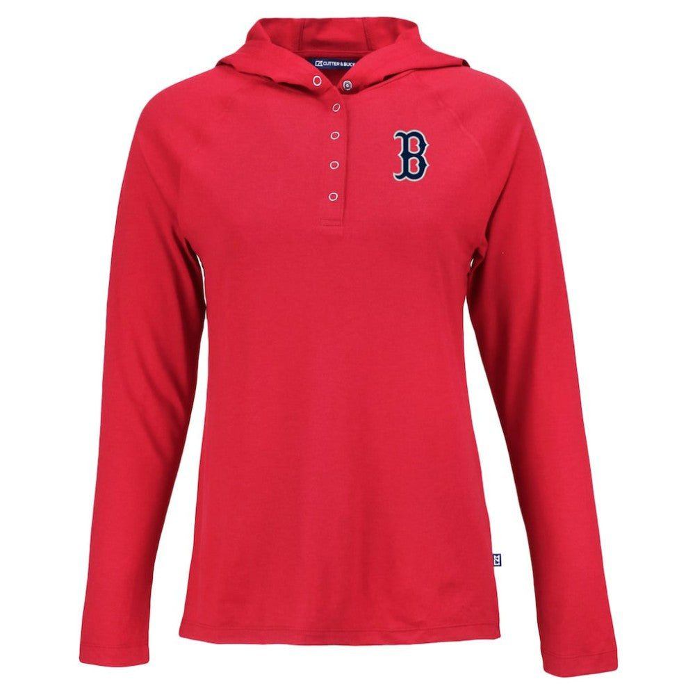 Boston Red Sox Cutter & Buck Women's  Coastline Epic Comfort Eco Recycled Hoodie Raglan Long Sleeve T-Shirt - Red