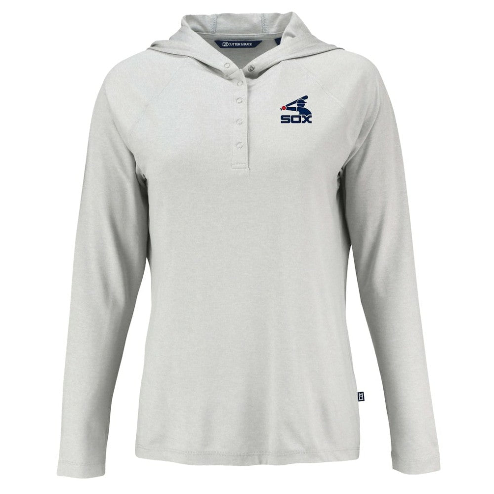 Chicago White Sox Cutter & Buck Women's Cooperstown Collection Coastline Epic Comfort Eco Recycled Hoodie Raglan Long Sleeve T-Shirt - Gray