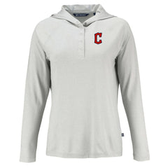 Cleveland Guardians Cutter & Buck Women's  Coastline Epic Comfort Eco Recycled Hoodie Raglan Long Sleeve T-Shirt - Gray