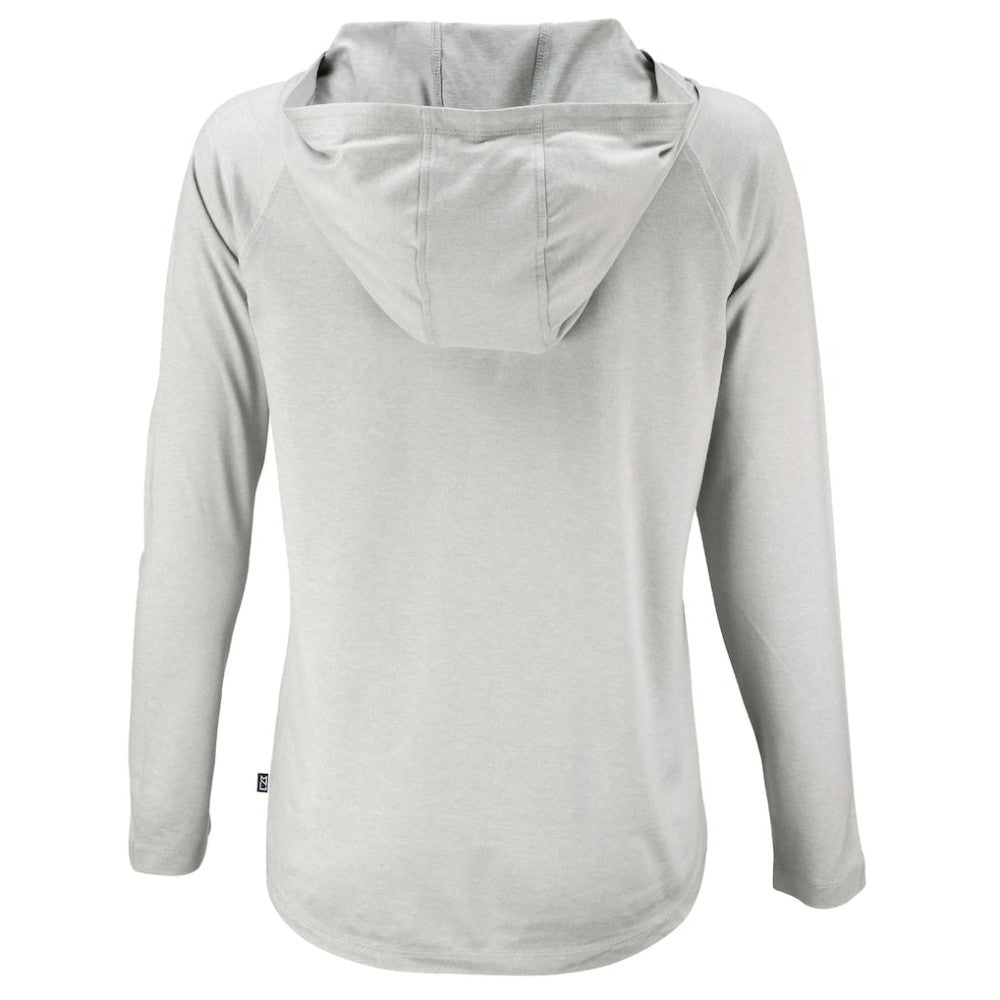 Cleveland Guardians Cutter & Buck Women's  Coastline Epic Comfort Eco Recycled Hoodie Raglan Long Sleeve T-Shirt - Gray