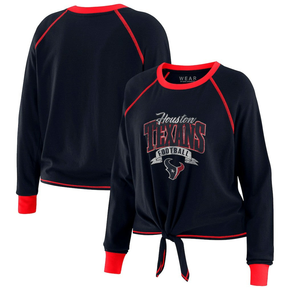NFL Houston Texans WEAR by Erin Andrews Women's Tie-Front Long Sleeve Top