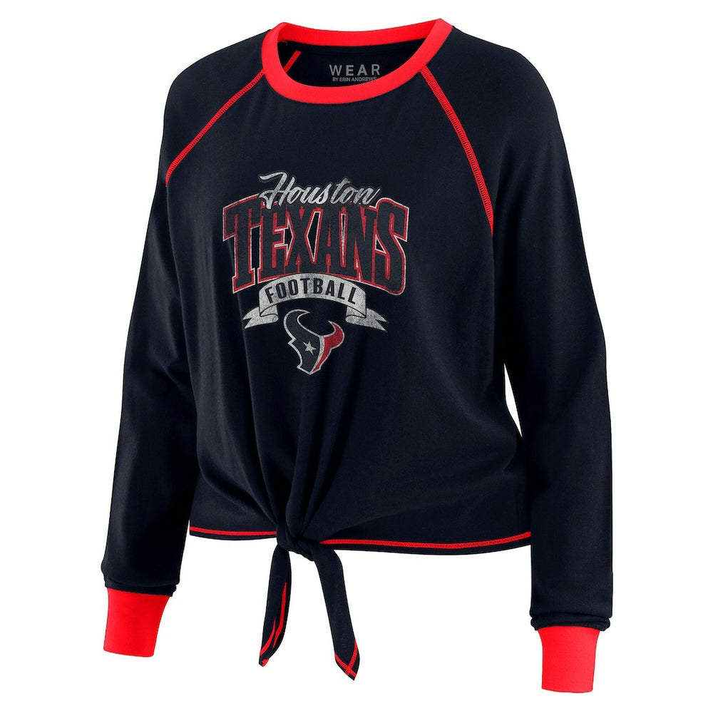 NFL Houston Texans WEAR by Erin Andrews Women's Tie-Front Long Sleeve Top