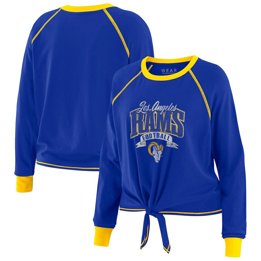 NFL Los Angeles Rams WEAR by Erin Andrews Women's Tie-Front Long Sleeve Top