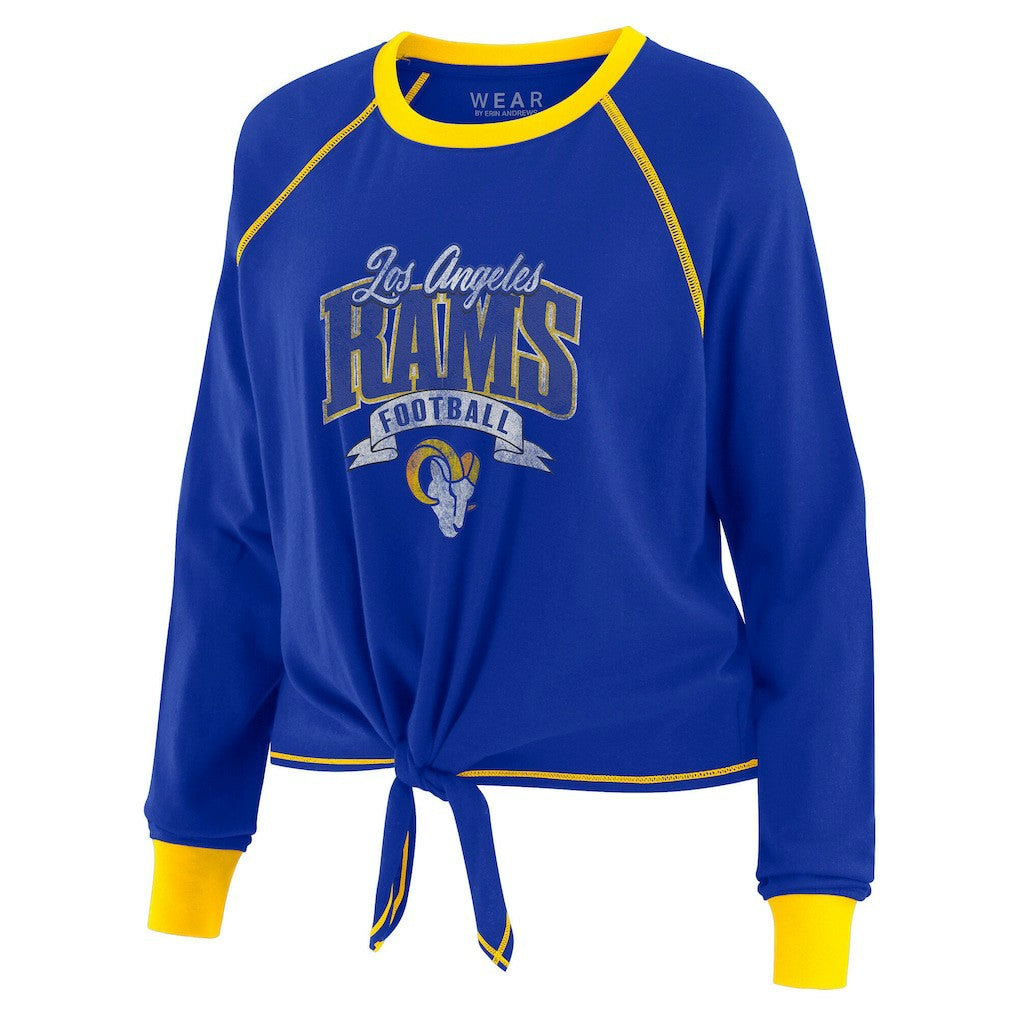 NFL Los Angeles Rams WEAR by Erin Andrews Women's Tie-Front Long Sleeve Top