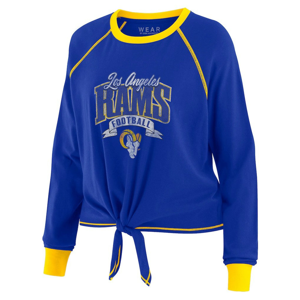 NFL Los Angeles Rams WEAR by Erin Andrews Women's Tie-Front Long Sleeve Top
