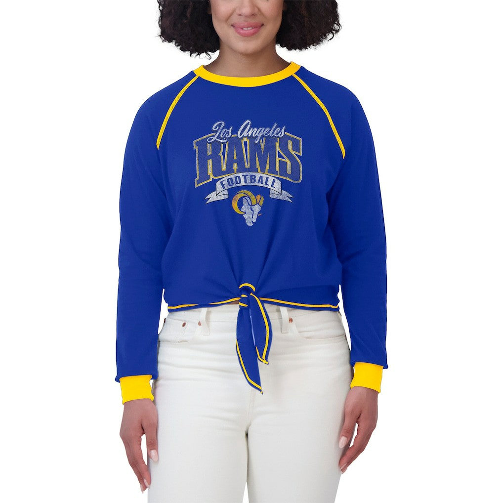 NFL Los Angeles Rams WEAR by Erin Andrews Women's Tie-Front Long Sleeve Top