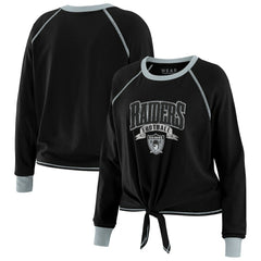 NFL Las Vegas Raiders WEAR by Erin Andrews Women's Tie-Front Long Sleeve Top