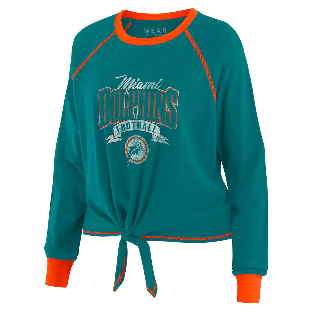 NFL Miami Dolphins WEAR by Erin Andrews Women's Tie-Front Long Sleeve Top