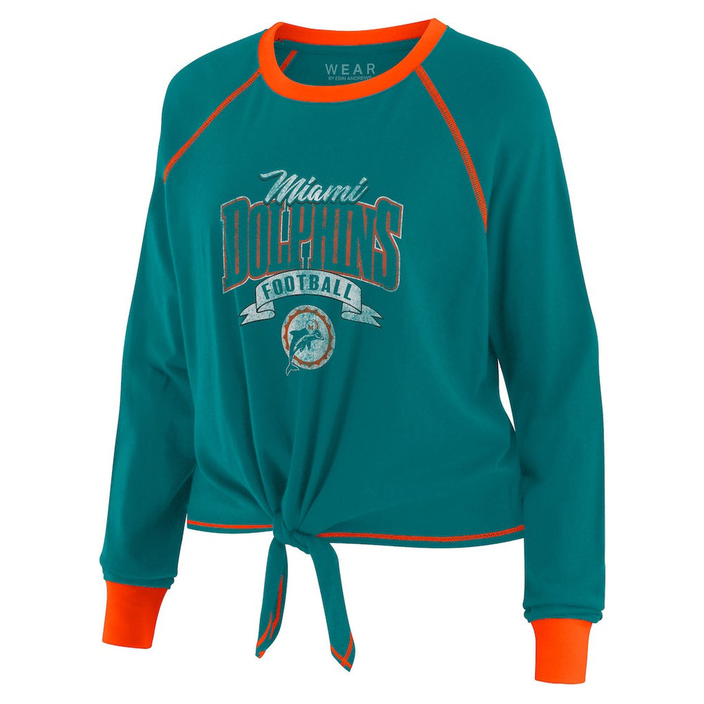 NFL Miami Dolphins WEAR by Erin Andrews Women's Tie-Front Long Sleeve Top