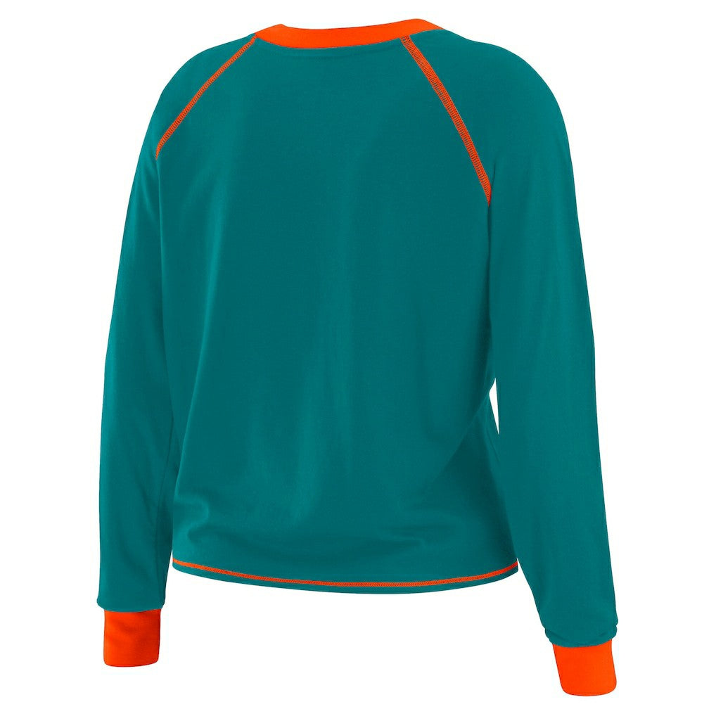 NFL Miami Dolphins WEAR by Erin Andrews Women's Tie-Front Long Sleeve Top