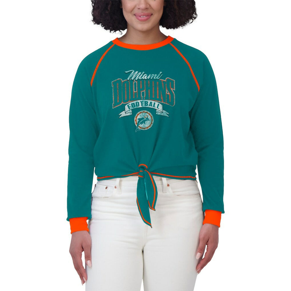 NFL Miami Dolphins WEAR by Erin Andrews Women's Tie-Front Long Sleeve Top