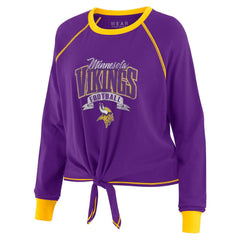 NFL Minnesota Vikings WEAR by Erin Andrews Women's Tie-Front Long Sleeve Top