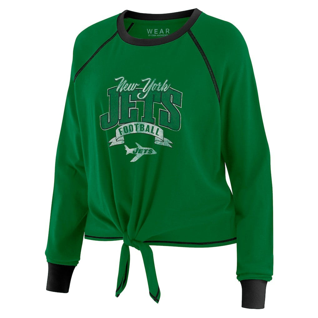 NFL New York Jets WEAR by Erin Andrews Women's Tie-Front Long Sleeve Top