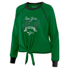 NFL New York Jets WEAR by Erin Andrews Women's Tie-Front Long Sleeve Top