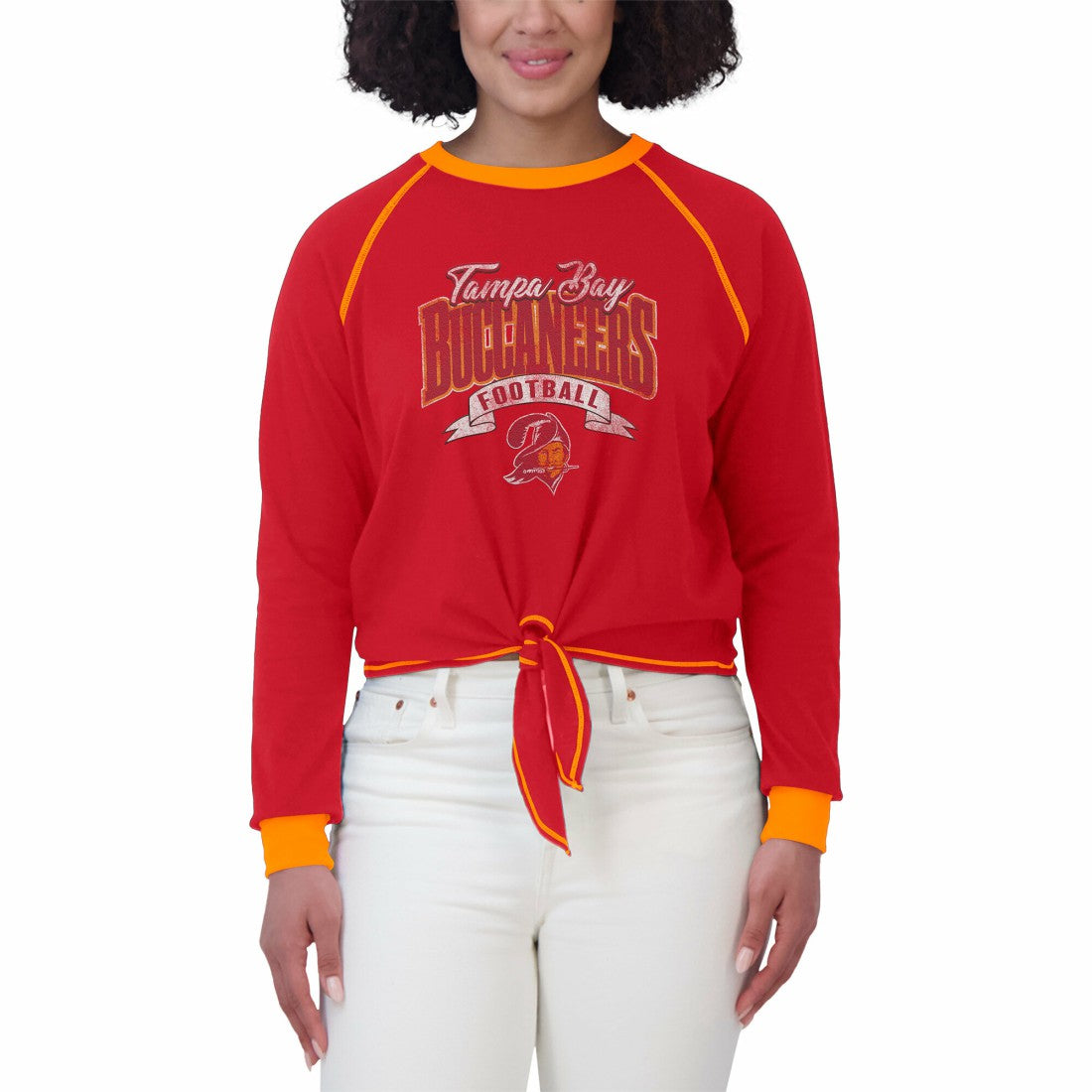NFL Tampa Bay Buccaneers WEAR by Erin Andrews Women's Tie-Front Long Sleeve Top