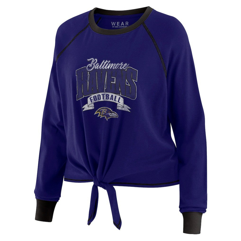 NFL Baltimore Ravens WEAR by Erin Andrews Women's Tie-Front Long Sleeve Top