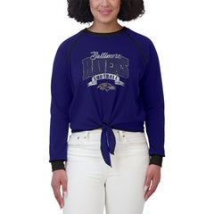 NFL Baltimore Ravens WEAR by Erin Andrews Women's Tie-Front Long Sleeve Top