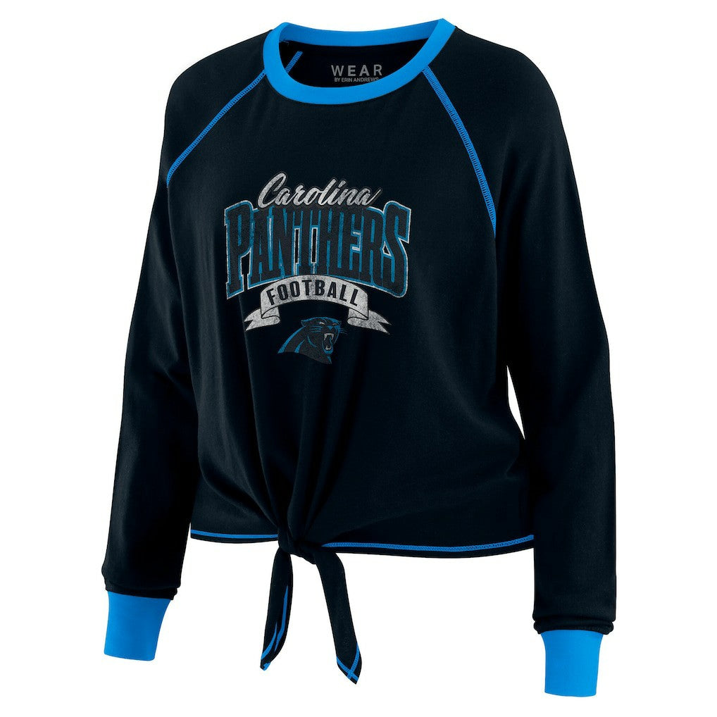 NFL Carolina Panthers WEAR by Erin Andrews Women's Tie-Front Long Sleeve Top