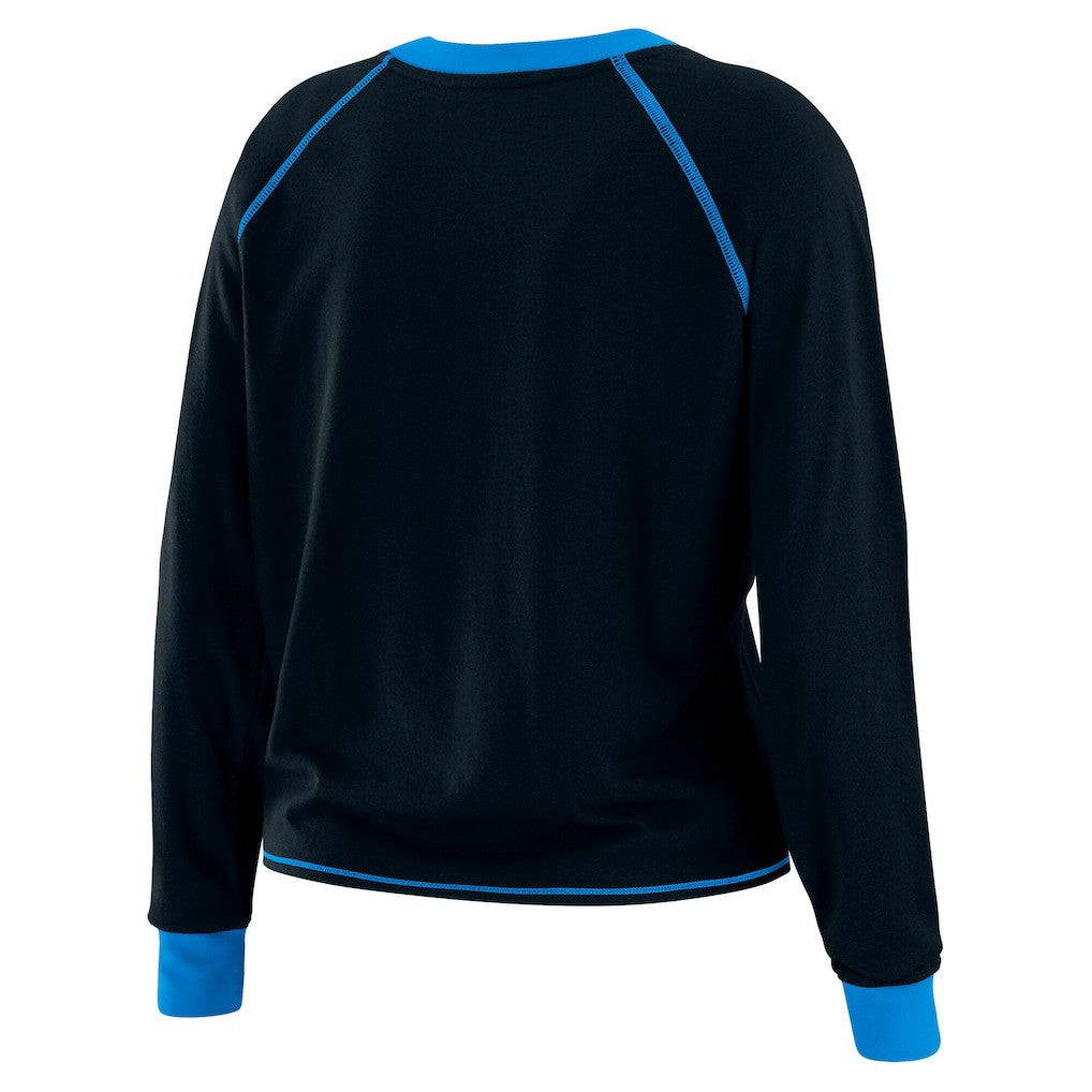 NFL Carolina Panthers WEAR by Erin Andrews Women's Tie-Front Long Sleeve Top