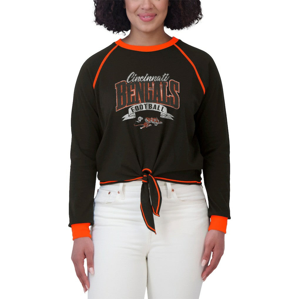NFL Cincinnati Bengals WEAR by Erin Andrews Women's Tie-Front Long Sleeve Top