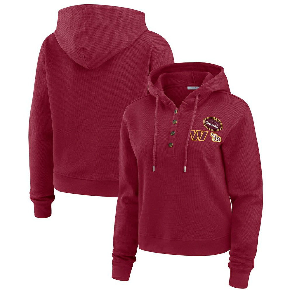 NFL Washington Commanders WEAR by Erin Andrews Women's Waffle Hoodie Pullover Top