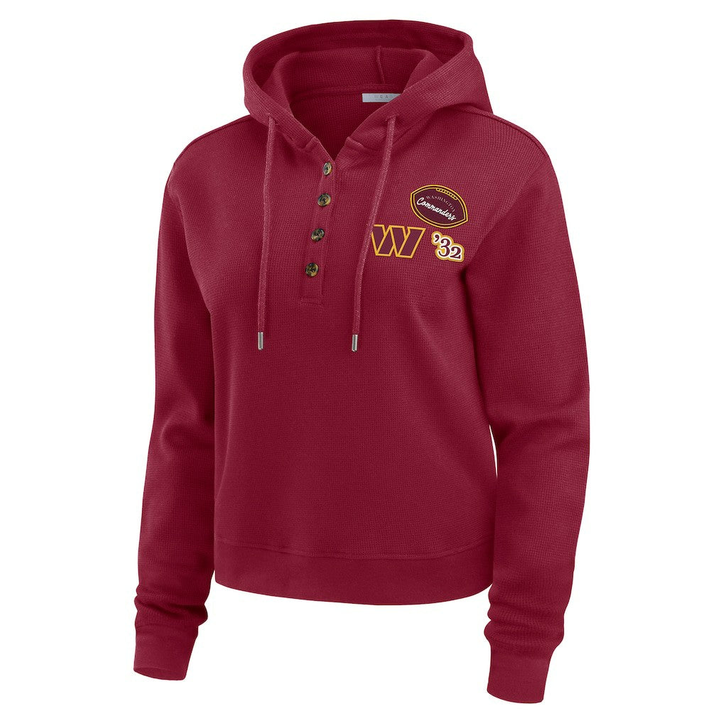 NFL Washington Commanders WEAR by Erin Andrews Women's Waffle Hoodie Pullover Top