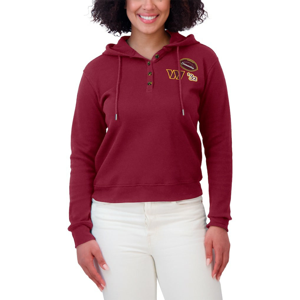 NFL Washington Commanders WEAR by Erin Andrews Women's Waffle Hoodie Pullover Top