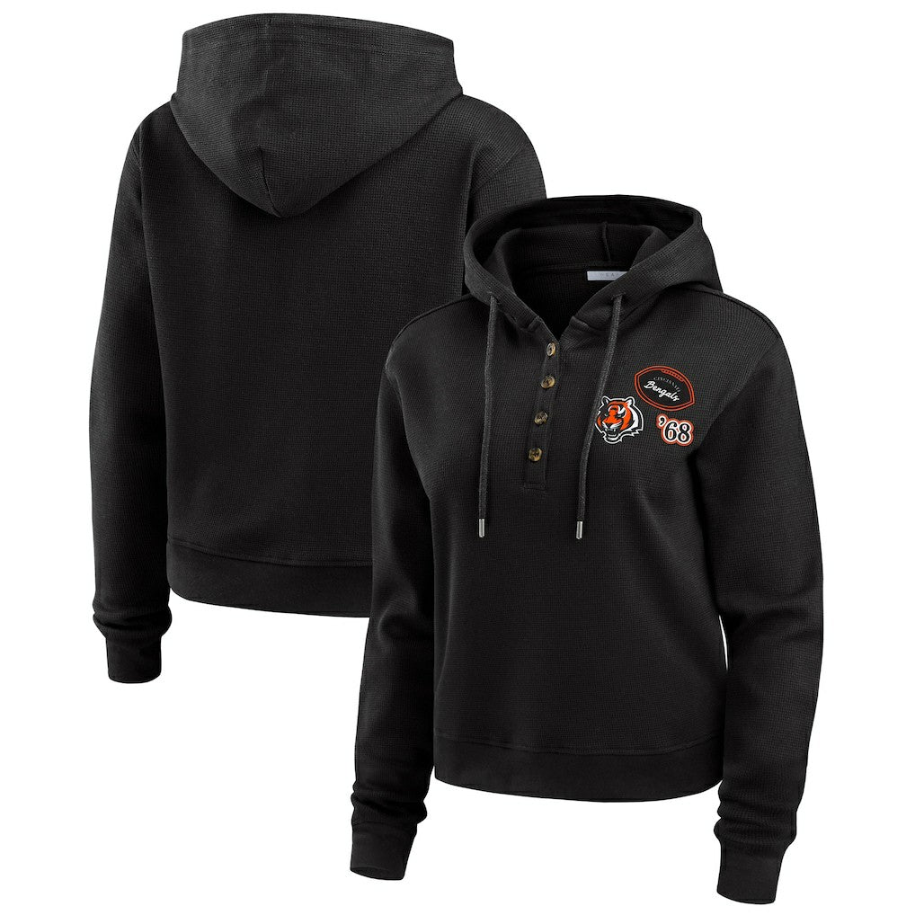 NFL Cincinnati Bengals WEAR by Erin Andrews Women's Waffle Hoodie Pullover Top