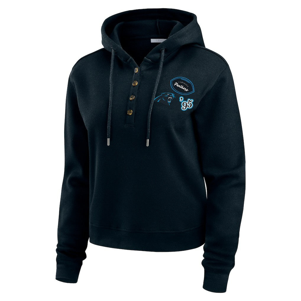 NFL Carolina Panthers WEAR by Erin Andrews Women's Waffle Hoodie Pullover Top