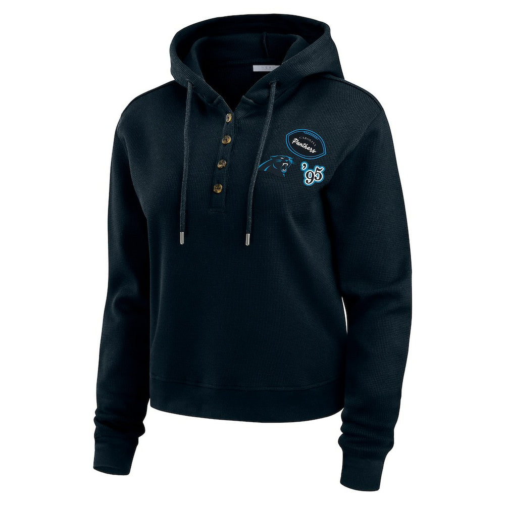 NFL Carolina Panthers WEAR by Erin Andrews Women's Waffle Hoodie Pullover Top