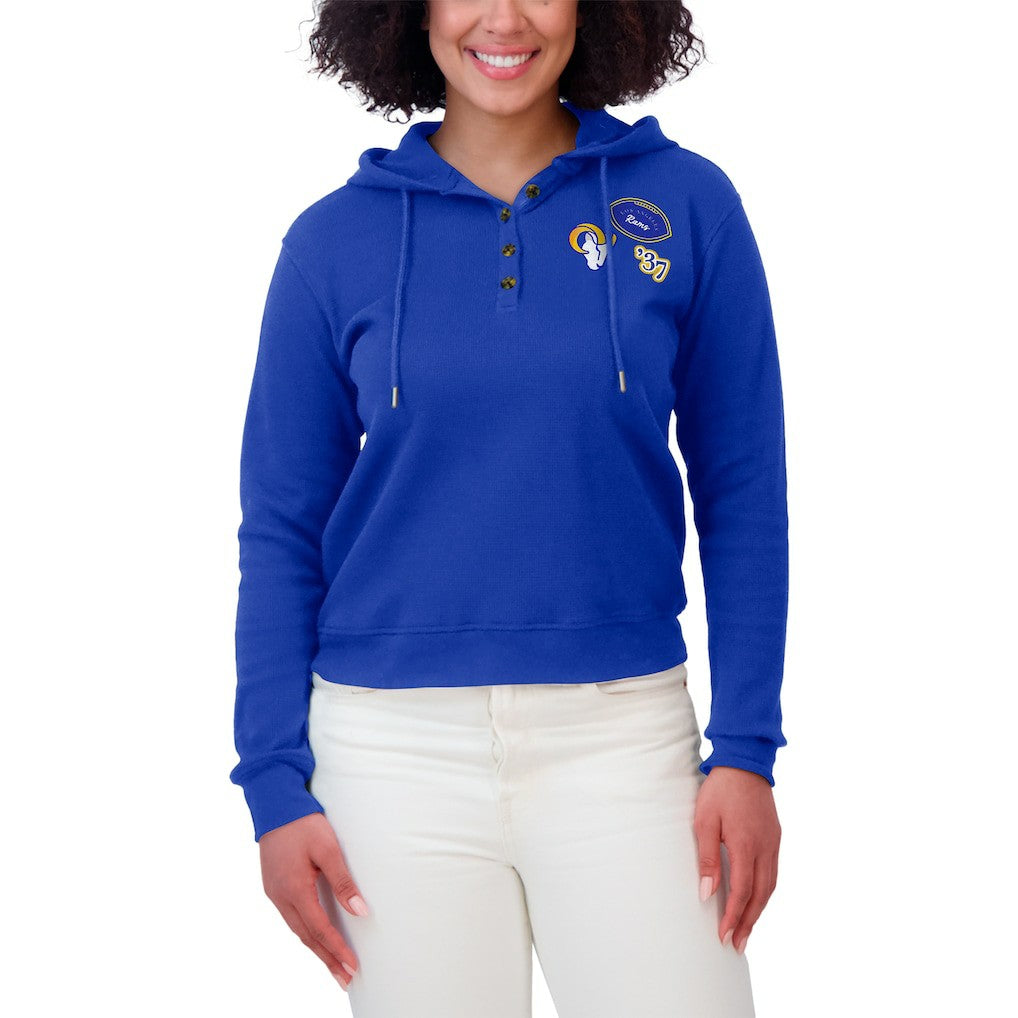 NFL Los Angeles Rams WEAR by Erin Andrews Women's Waffle Hoodie Pullover Top