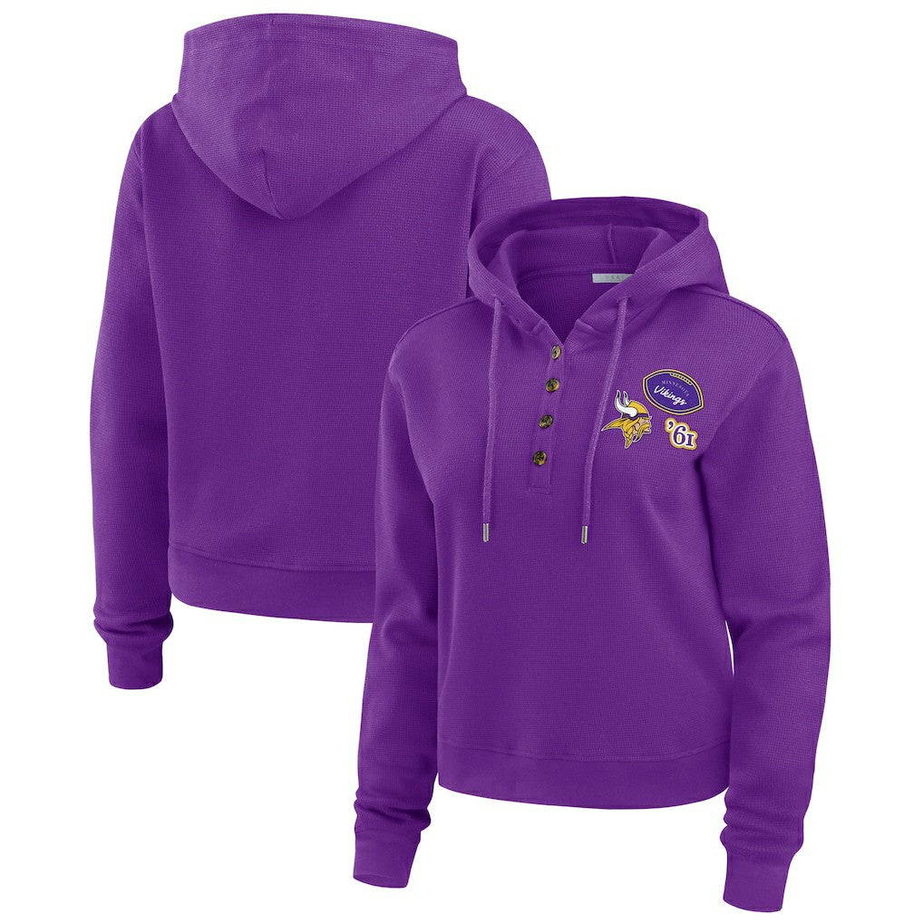 NFL Minnesota Vikings WEAR by Erin Andrews Women's Waffle Hoodie Pullover Top