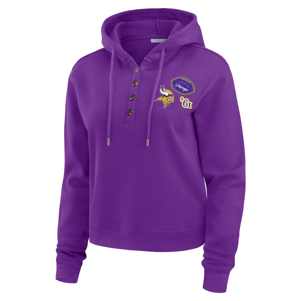 NFL Minnesota Vikings WEAR by Erin Andrews Women's Waffle Hoodie Pullover Top
