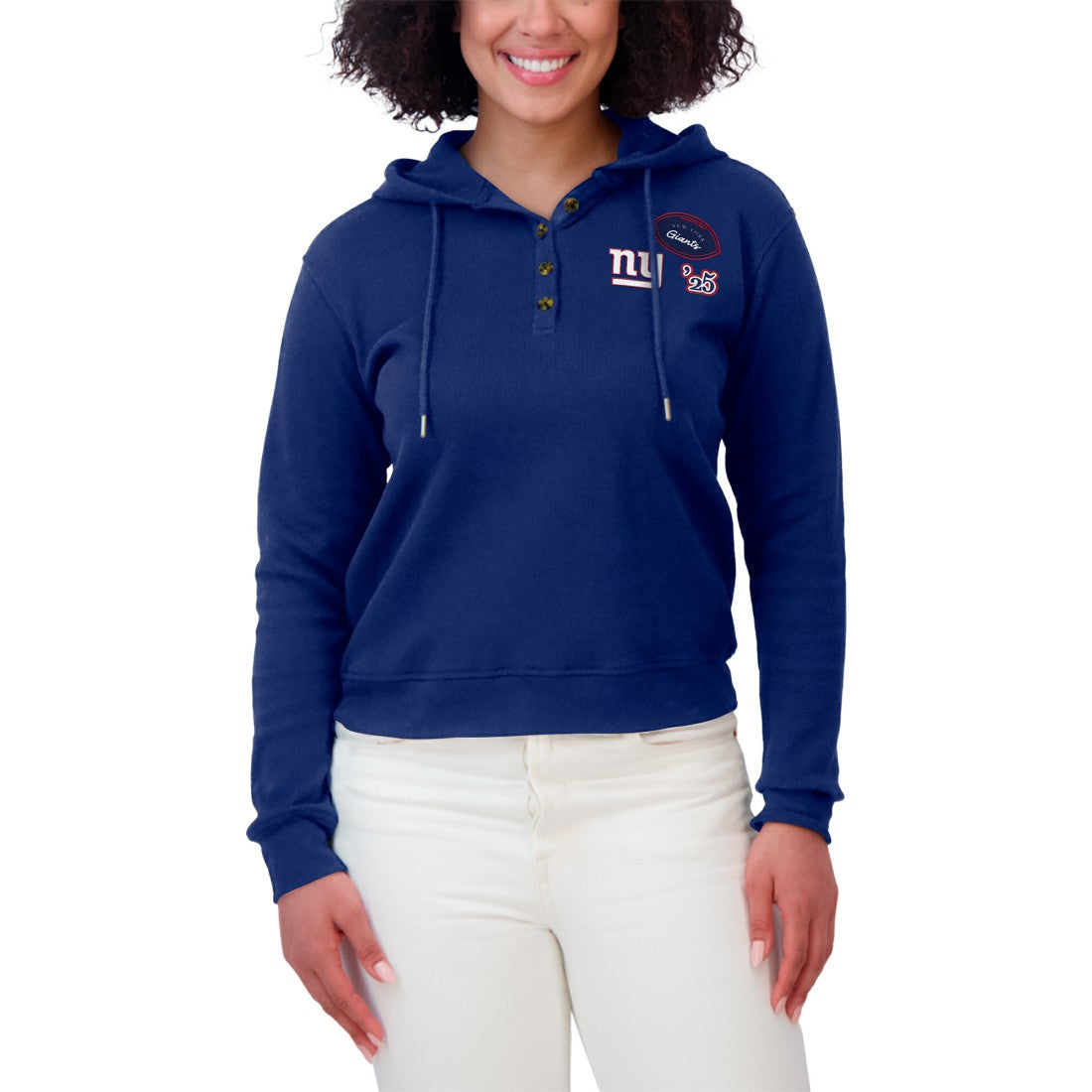 NFL New York Giants WEAR by Erin Andrews Women's Waffle Hoodie Pullover Top