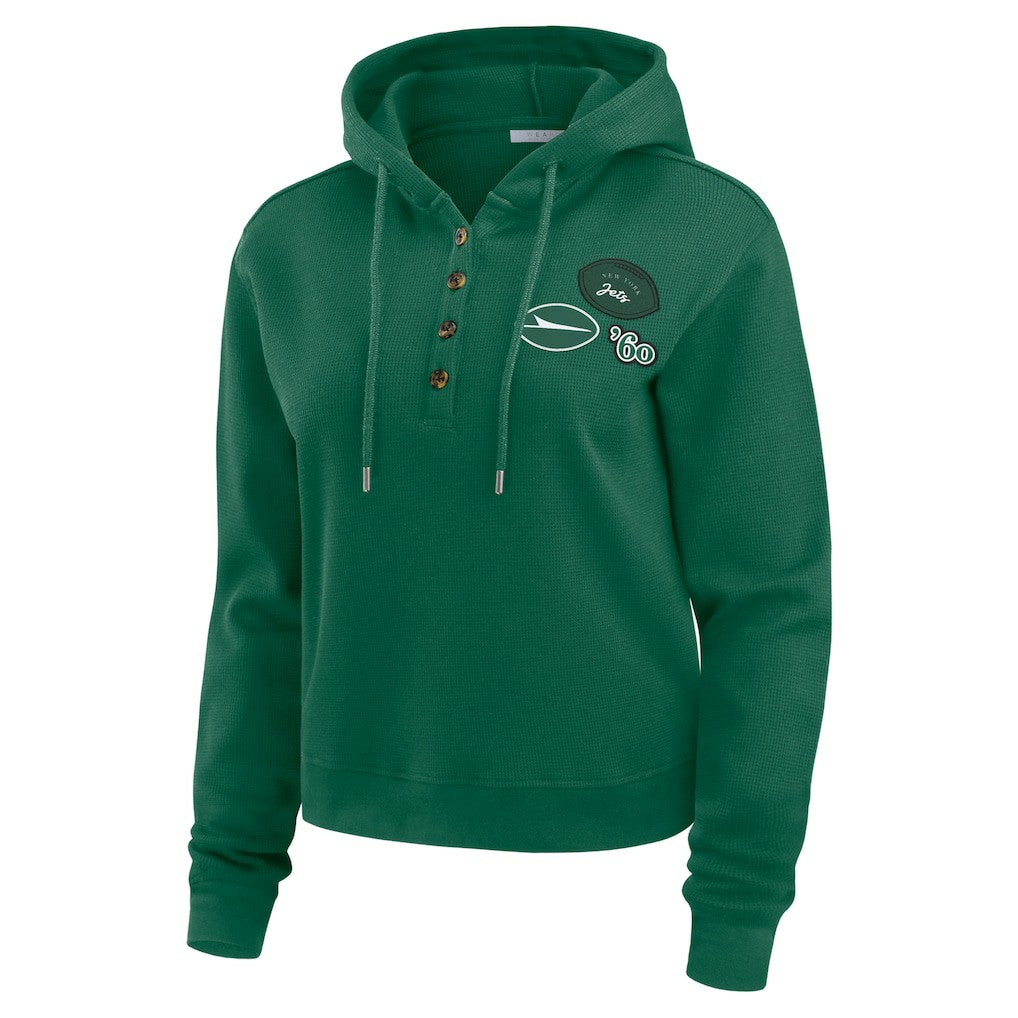 NFL New York Jets WEAR by Erin Andrews Women's Waffle Hoodie Pullover Top