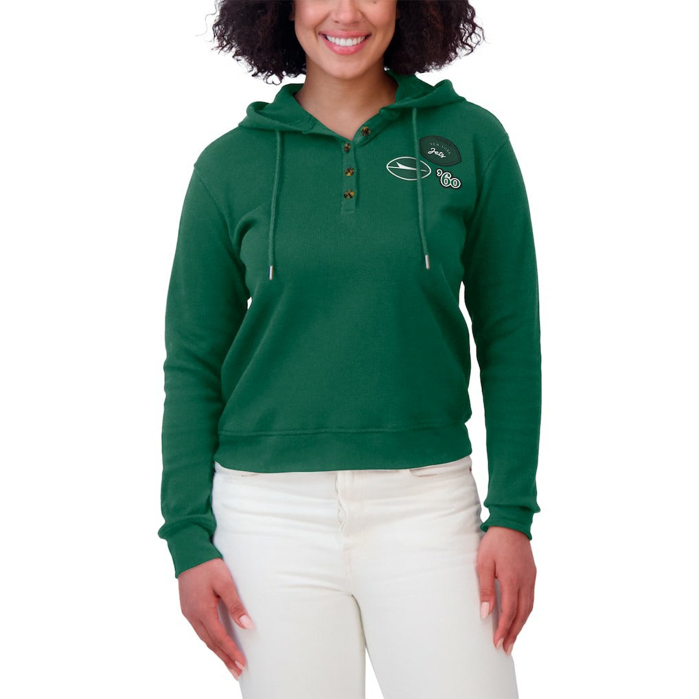 NFL New York Jets WEAR by Erin Andrews Women's Waffle Hoodie Pullover Top