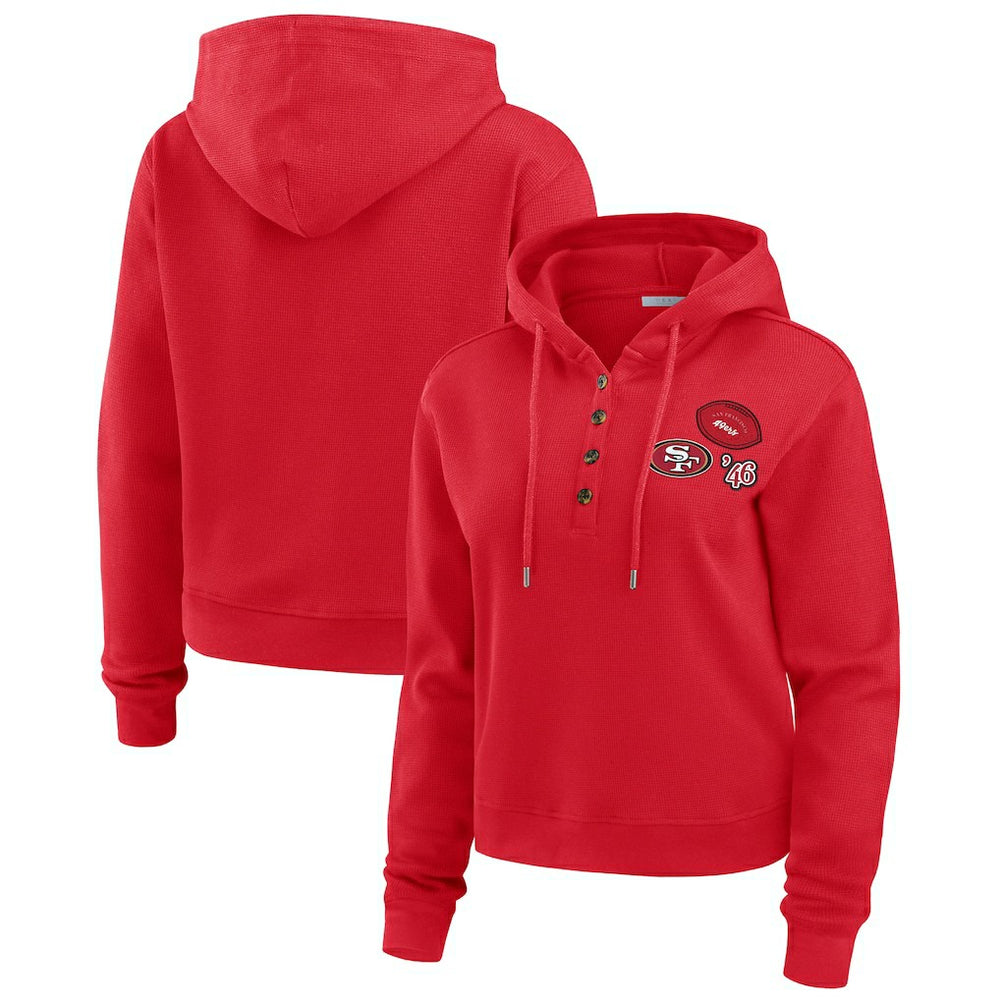 NFL San Francisco 49ers WEAR by Erin Andrews Women's Waffle Hoodie Pullover Top
