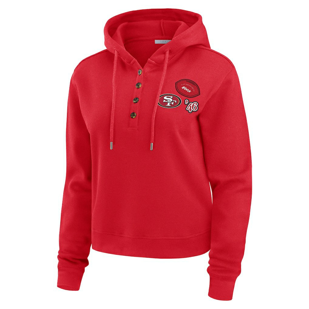 NFL San Francisco 49ers WEAR by Erin Andrews Women's Waffle Hoodie Pullover Top
