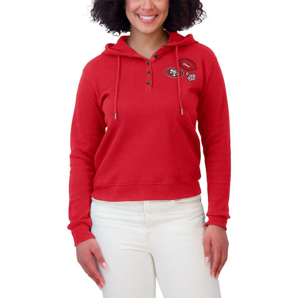NFL San Francisco 49ers WEAR by Erin Andrews Women's Waffle Hoodie Pullover Top